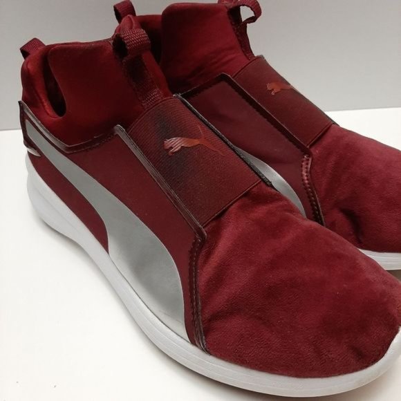 PUMA Rebel Mid-Top Slip-On Sneakers Shoes Burgundy Red Sz 9 - Picture 11 of 16